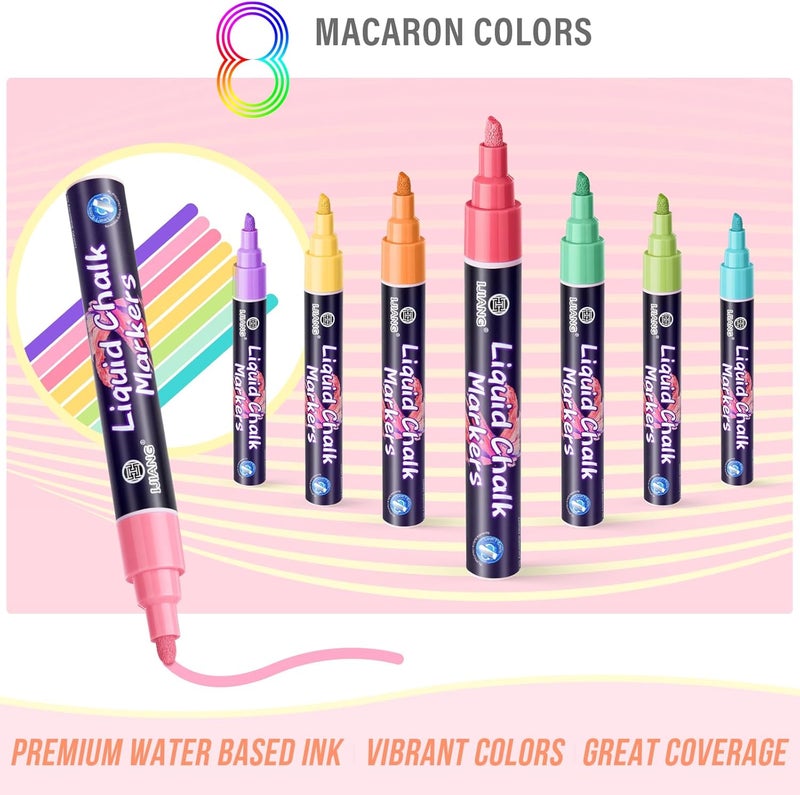 IJIANG Chalk Markers for Blackboards with 6mm Reversible Bullet & Chisel Tips, Dust Free Liquid Chalk Marker Erasable, Pastel Colors for Chalkboard Markers Window Car Paint Pen Glass Washable Mirror - Image 3